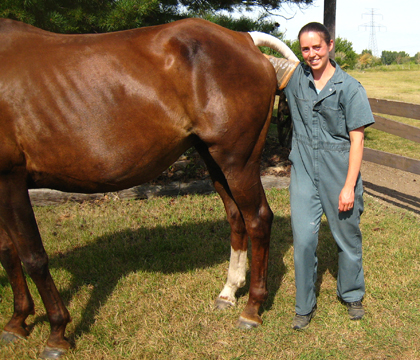 Along with fecal samples, veterinary student Lindsay Rogers (above) collected information about the horses' diet, activity level, housing and medical history. Photo courtesy of Lindsay Rogers.