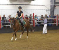 Dr. Anne Marie Guillemaud and her horse Nellie demonstrate the overground endoscope and Holter telemetry monitor. Photo: Myrna MacDonald.