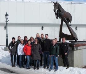 Spruce Meadows' famous tribute to Olympic gold medallist Hickstead was a must-see for WCVM students during their Alberta tour.